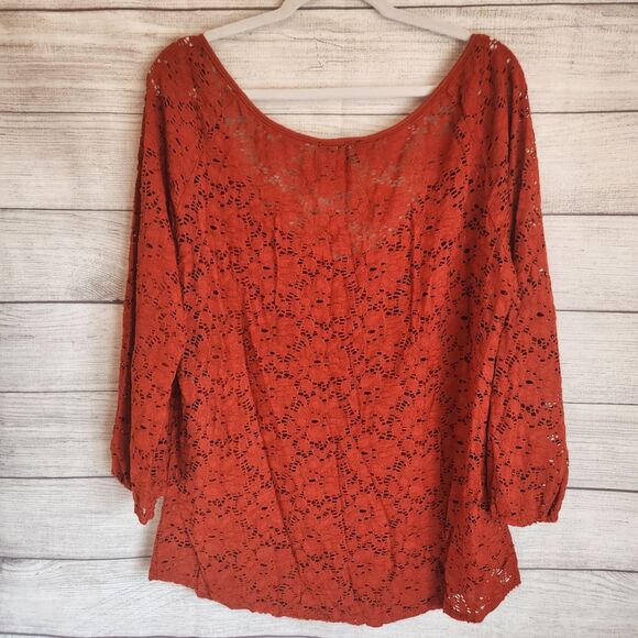 Fenn Wright Manson Womans Dark Orange Long Sleeve Layer Size 1X Boho - Picture 7 of 7